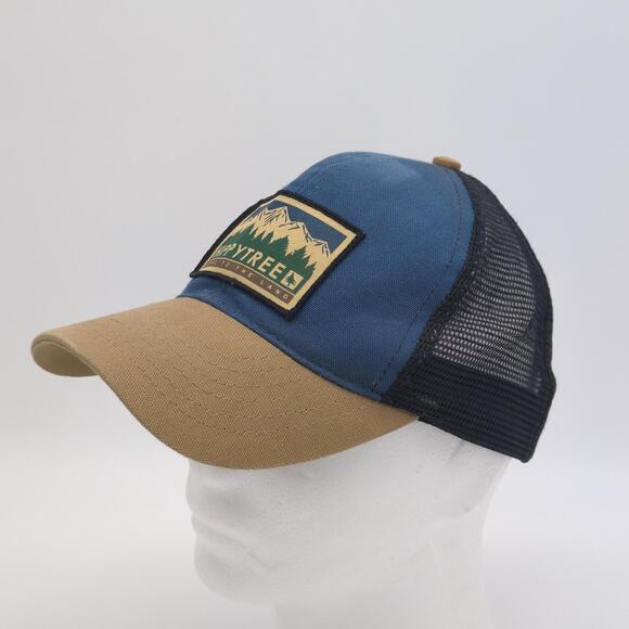 HippyTree Hat Cap Snap Back Blue Tan Mesh Trucker Patch Sustainable Mens Outdoor - Picture 2 of 12